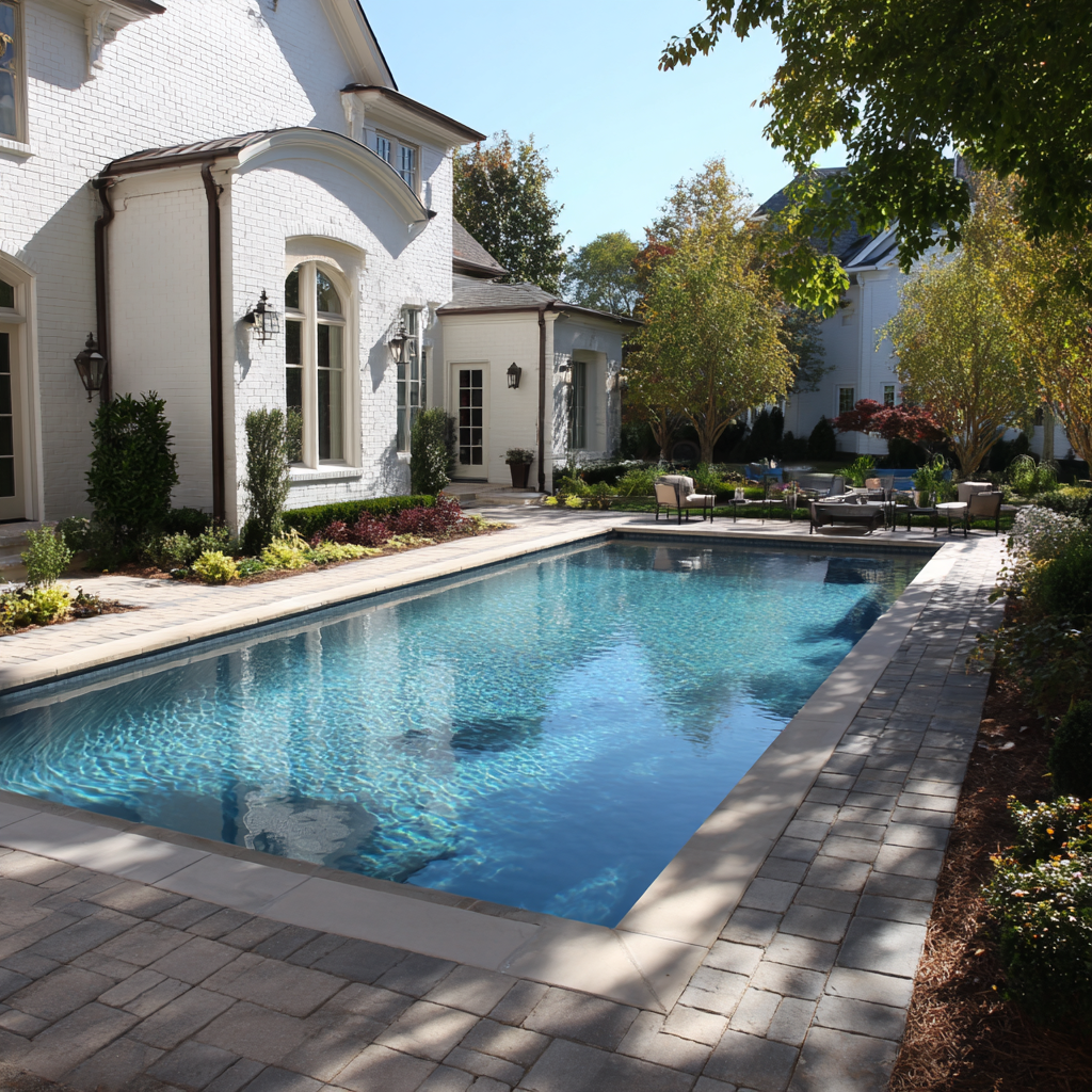 Pavers around the pool