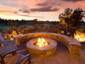 How far should chairs be from a fire pit