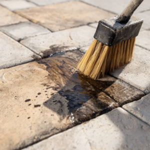 How to get leaf stains out of pavers?