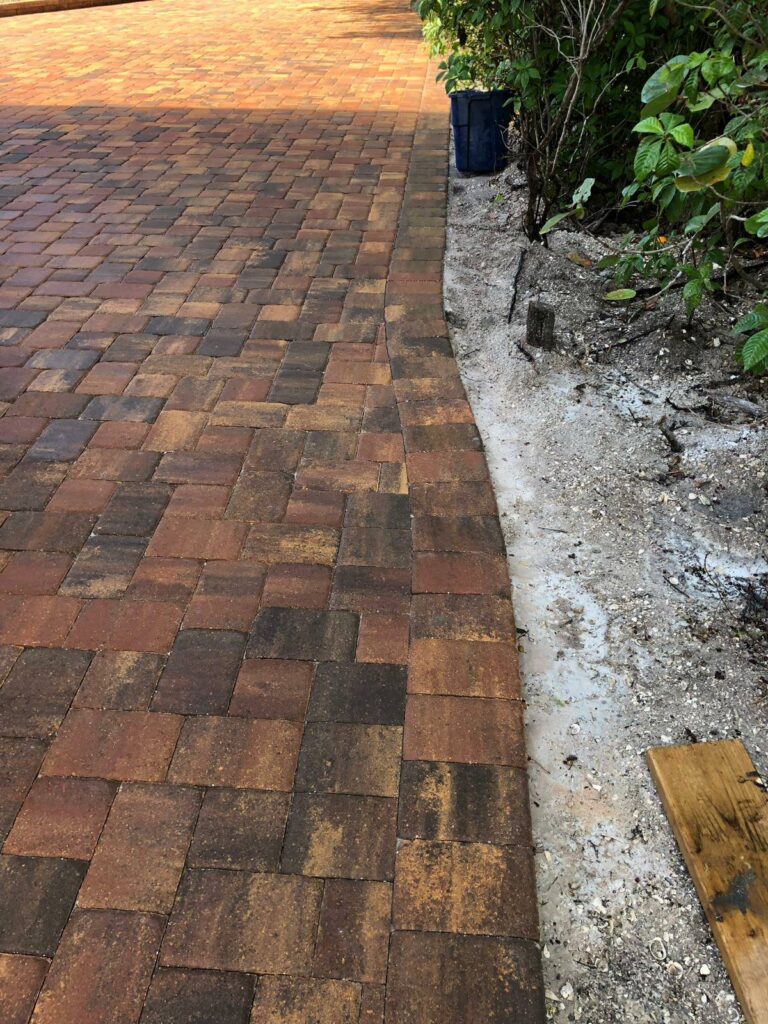 The perimeter of a paver patio