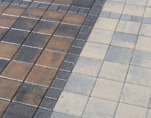 Pavers sealed and not sealed, side by  side.