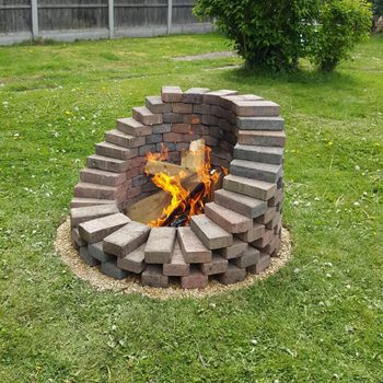 Fire pit on grass