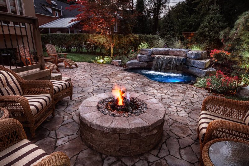 Fire pit on paver patio