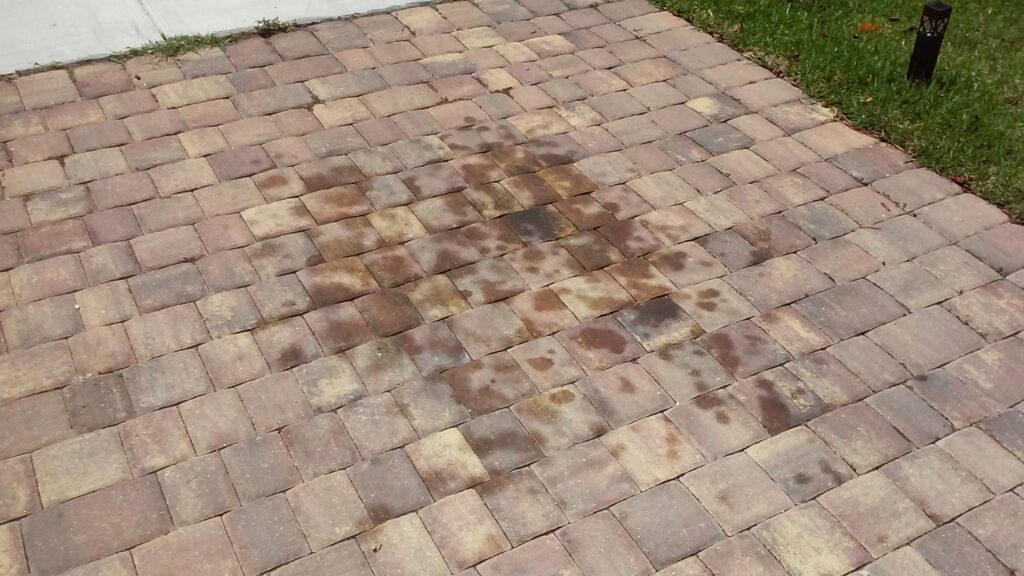 oil on pavers