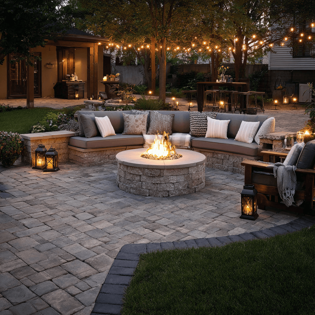 Patio ideas with pavers and fire pit