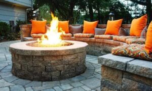 patio idea with pavers and fire pit