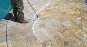 Pressure Washing Travertine Pavers