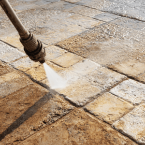 Can you pressure wash travertine pavers?