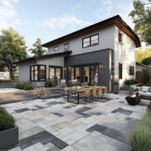 What color of pavers goes with gray houses?