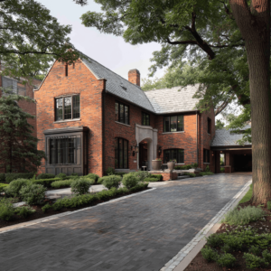 What color of pavers goes with red brick houses?