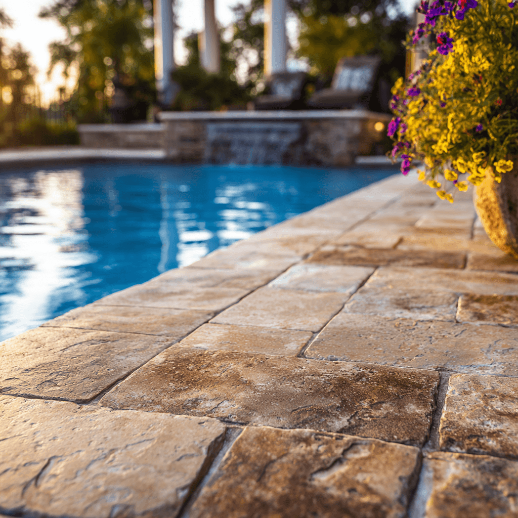 Travertine pavers around the pool: all you need to know