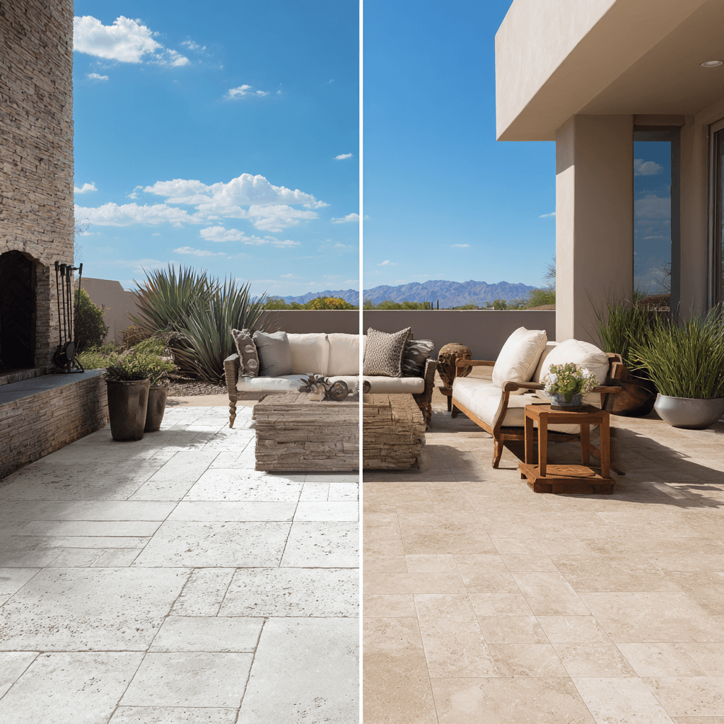 Porcelain pavers vs travertine pavers: In-depth guide