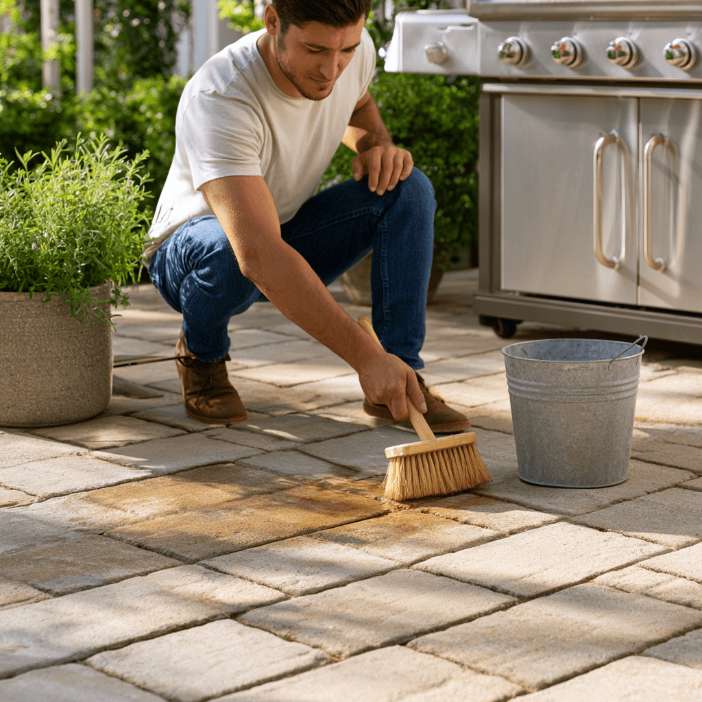 How to clean BBQ grease off concrete