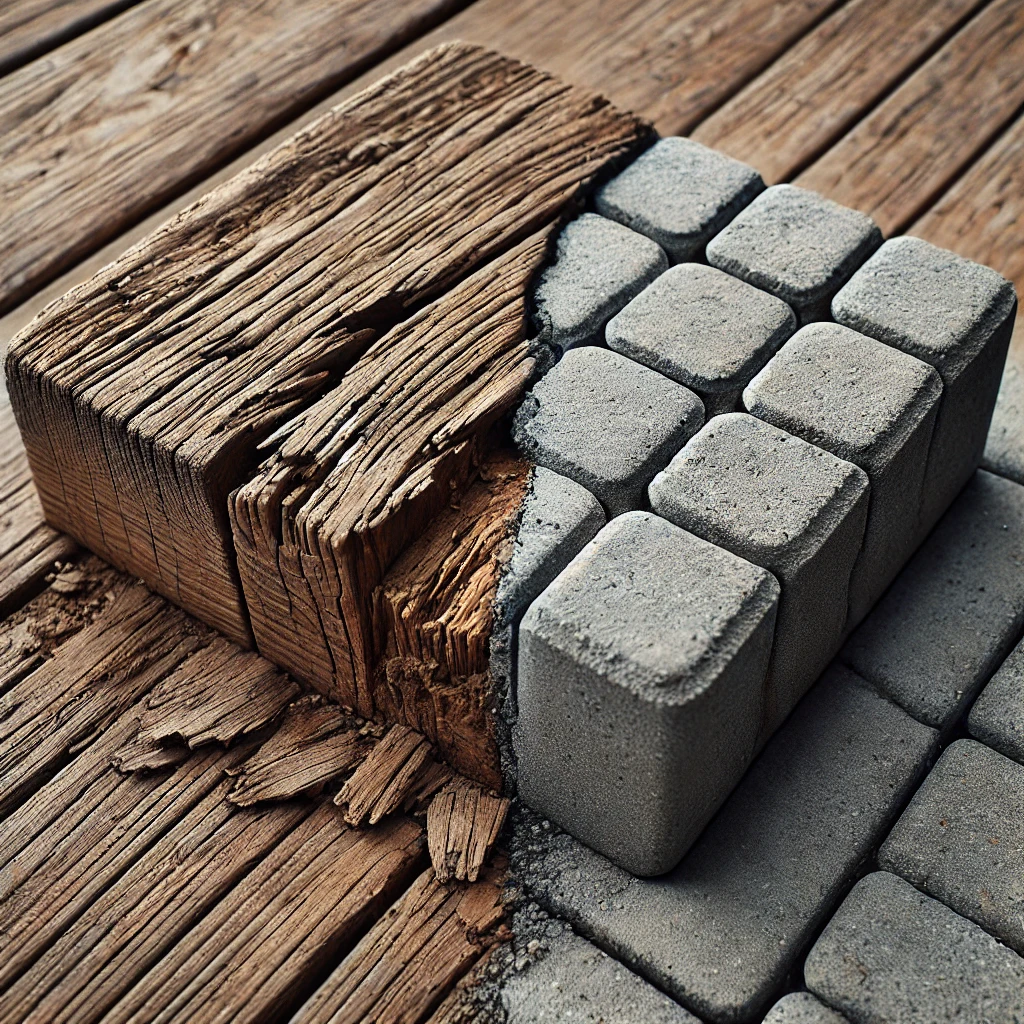 woood pavers vs concrete pavers