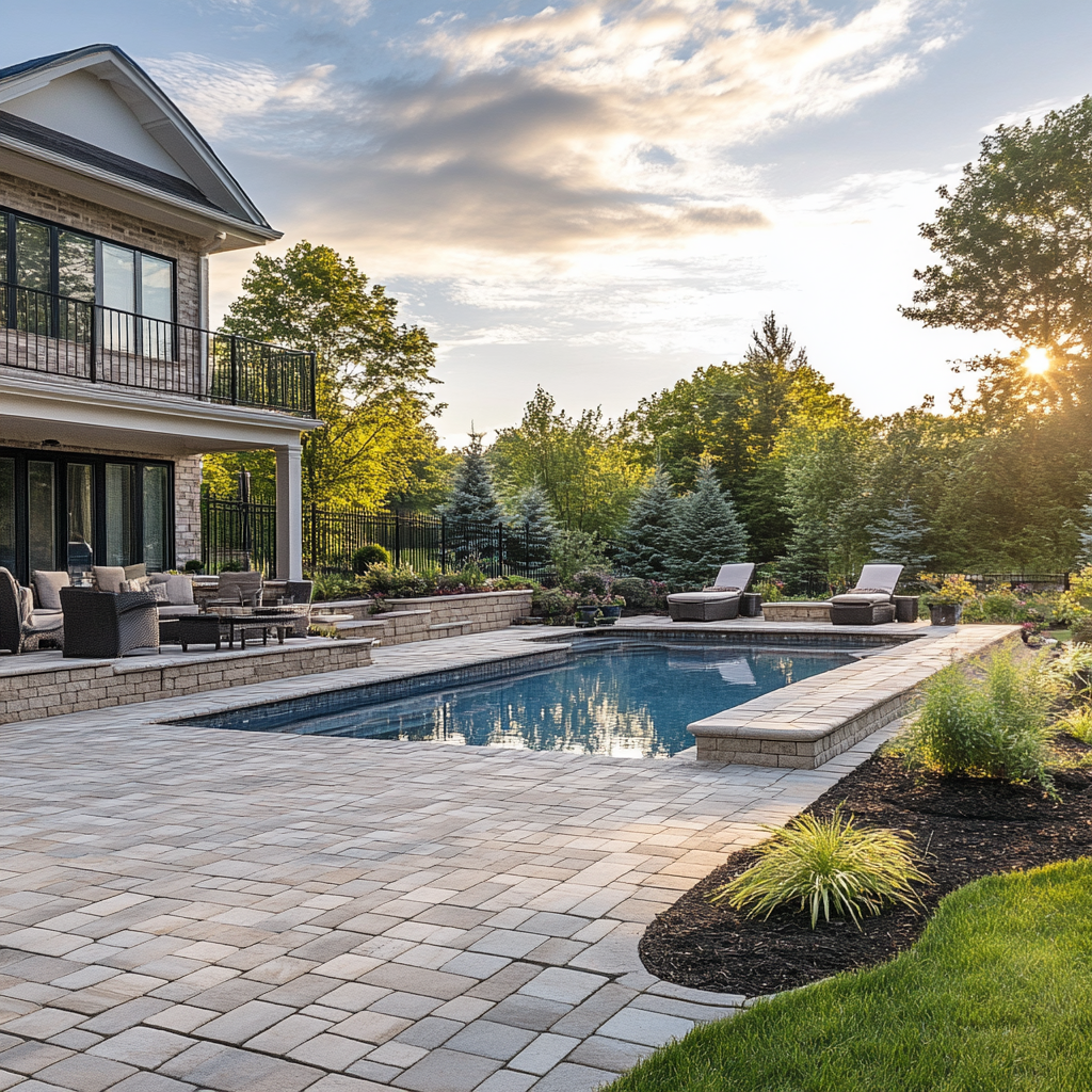 Paver deck at the pool