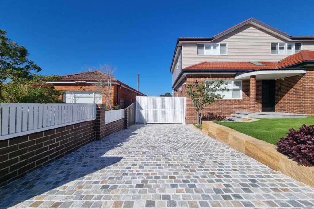 Cobblestone paver driveway