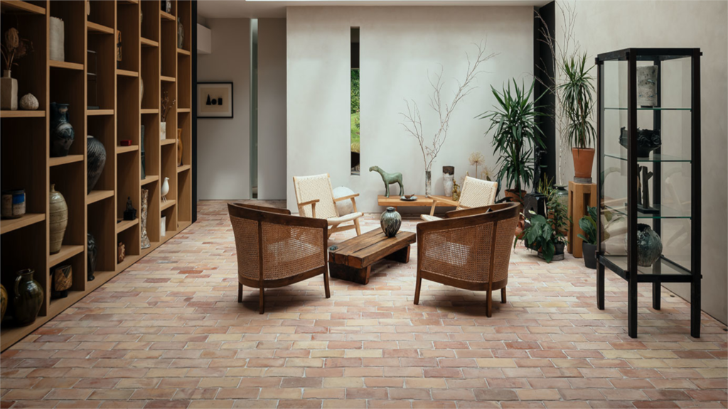 Indoor brick paver flooring