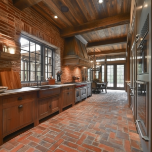 Indoor brick paver flooring