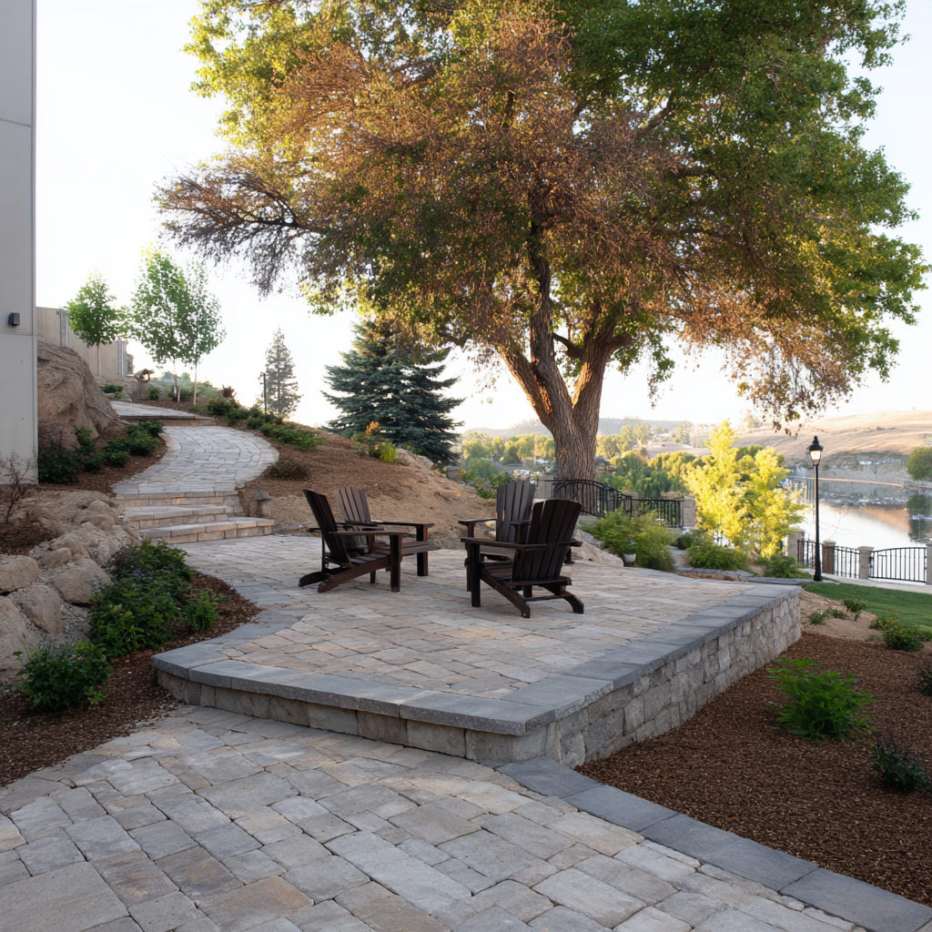 Paver patio on a slope