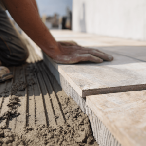 Porcelain pavers over concrete
