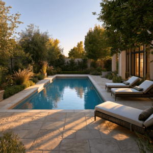 Stone pavers around pool: how to design a safer pool deck