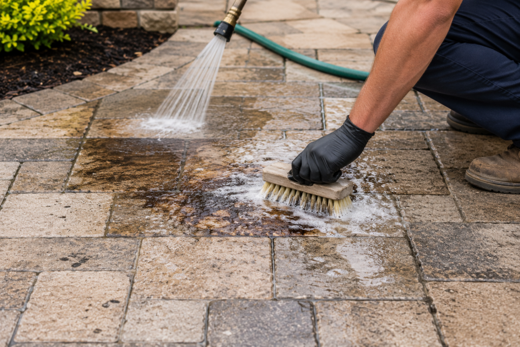 How to get grease out of stone pavers