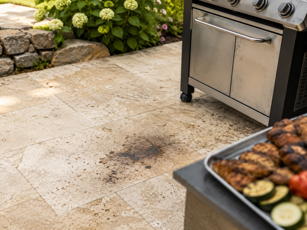 How to get grease out of stone pavers