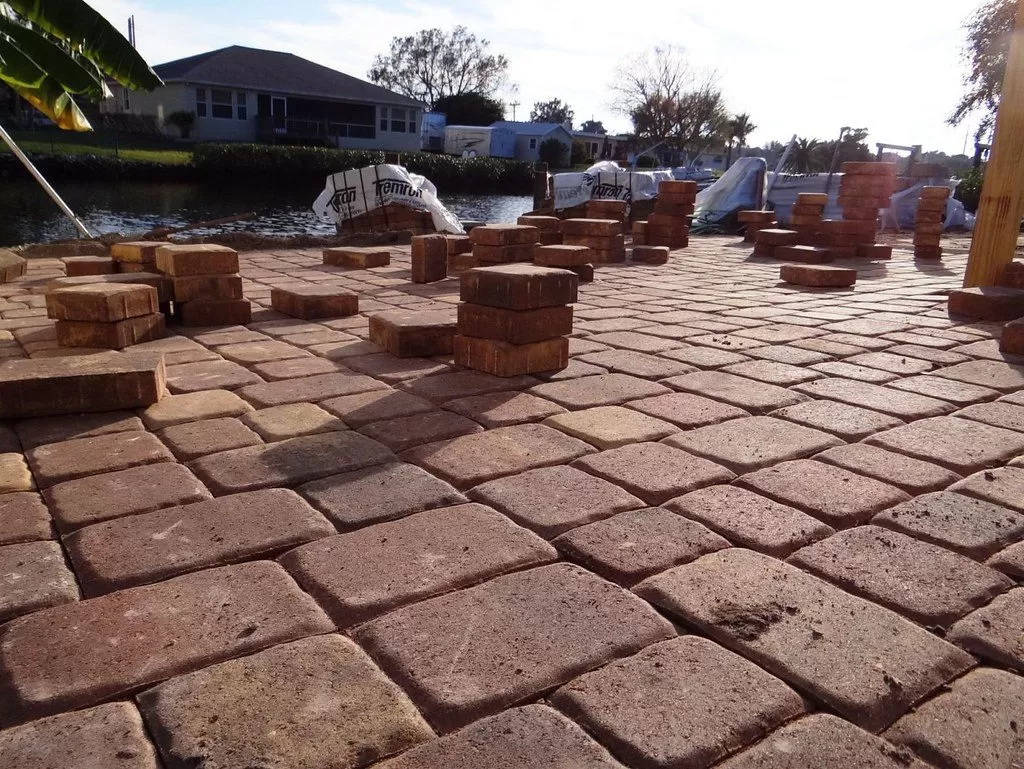 Detail of paver brick installation.