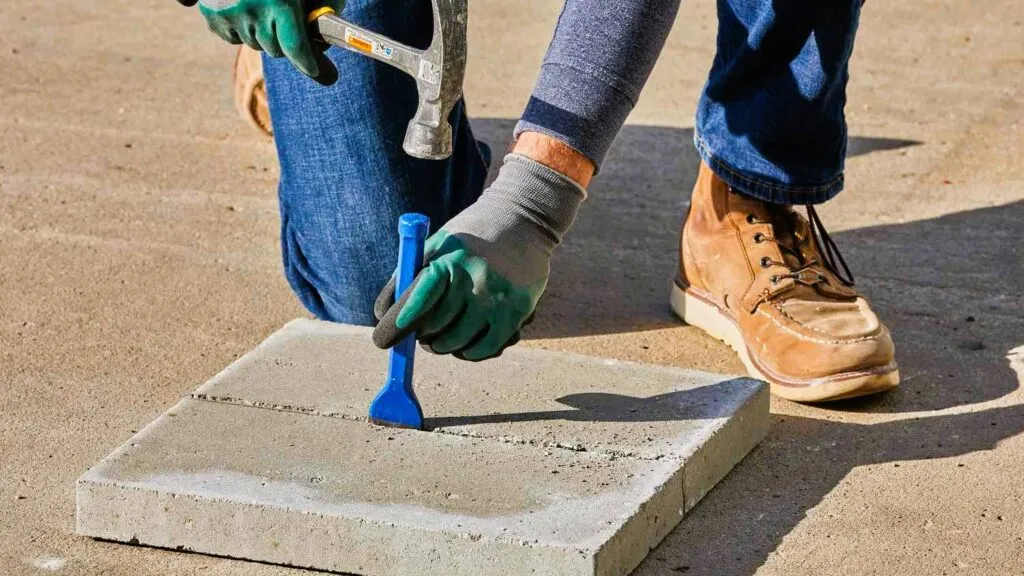 hammer and chisel cut pavers