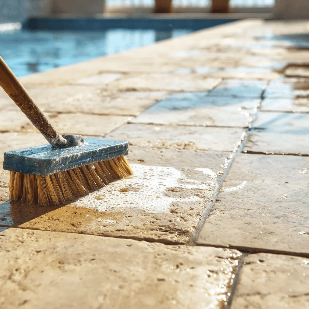 How to clean travertine pavers