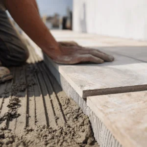 Porcelain pavers over concrete