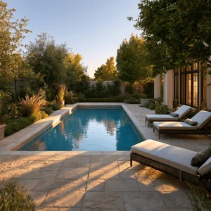 Stone pavers around pool: how to design a safer pool deck